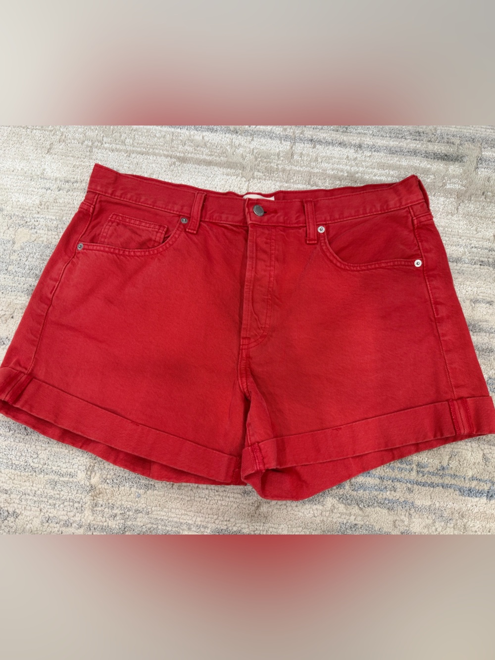 Universal Thread Red Denim Rolled-Hem Shorts
